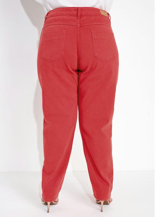 Sawary Jeans - Calça Vermelha Mom Jeans Sawary Plus Size 2