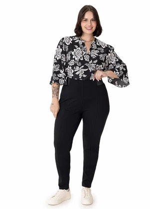 Malwee - Calça Legging com Recorte Plus Preto - MALWEE