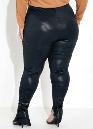 Marguerite - Calça Preta com Aviamento na Cintura Plus Size - MARGUERITE