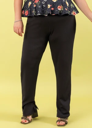 Marguerite - Calça Preta em Malha Anarruga - MARGUERITE