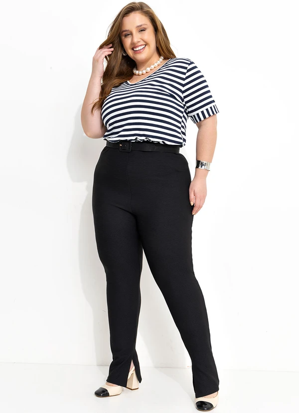 Marguerite - Calça Preta em Malha Anarruga 3