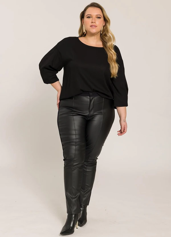 Lisamour - Calça Skinny Resinada Preta 3