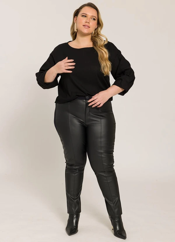 Lisamour - Calça Skinny Resinada Preta 1