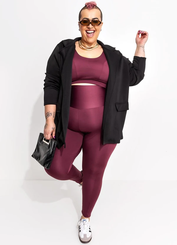 Marguerite - Legging Bordô em Malha Suplex Zero Transparência 7