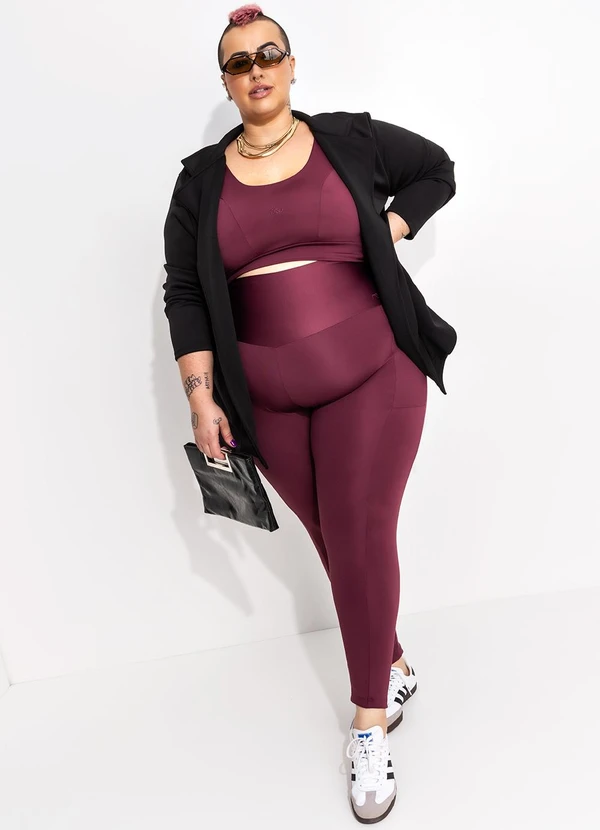 Marguerite - Legging Bordô em Malha Suplex Zero Transparência 9