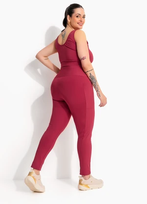 Marguerite - Legging Bordô Zero Transparência com Bolsos Laterais - MARGUERITE
