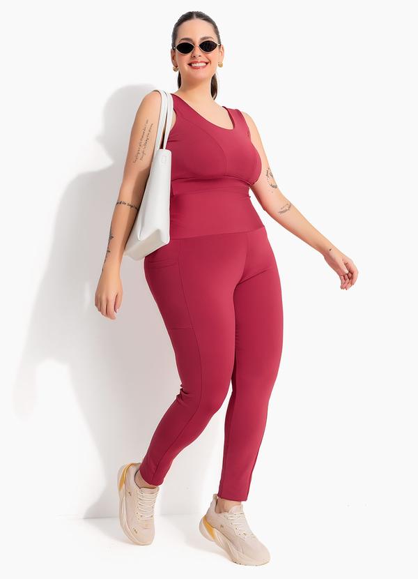 Marguerite - Legging Bordô Zero Transparência com Bolsos Laterais