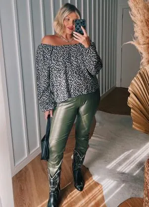Maelle - Legging em Tecido Sintético Verde - MAELLE