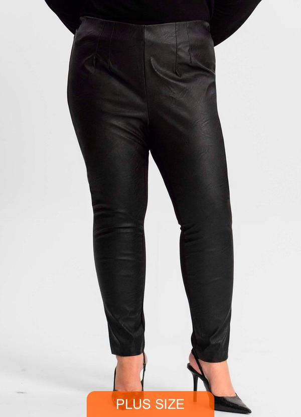 Secret Glam - Legging Feminina Plus Size em Courino Preto