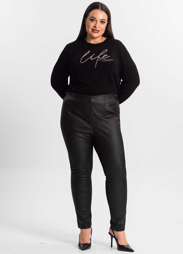 Secret Glam - Legging Feminina Plus Size em Courino Preto 3