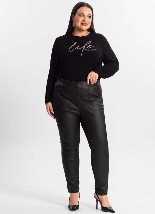 Secret Glam - Legging Feminina Plus Size em Courino Preto 4