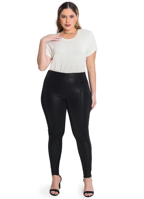 Secret Glam - Legging Sintetico Rajado Suede Preto 4