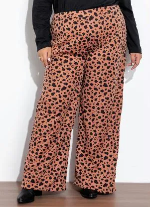 Marguerite - Calça Animal Print Wide Leg Plus Size - MARGUERITE