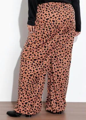 Marguerite - Calça Animal Print Wide Leg Plus Size - MARGUERITE