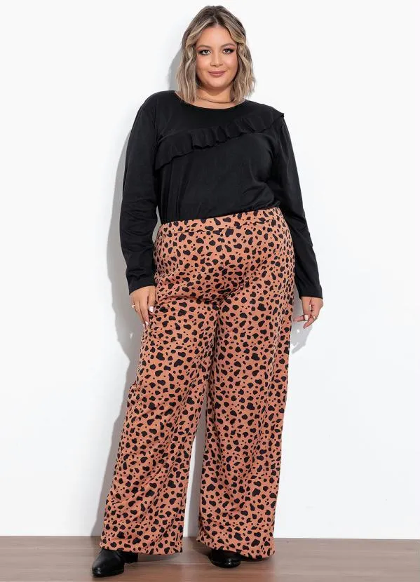 Marguerite - Calça Animal Print Wide Leg Plus Size 3