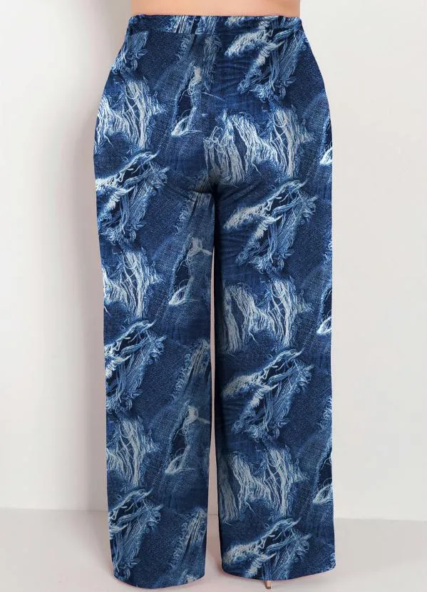 Marguerite - Calça Azul Jeans com Elástico no Cós Plus Size 2