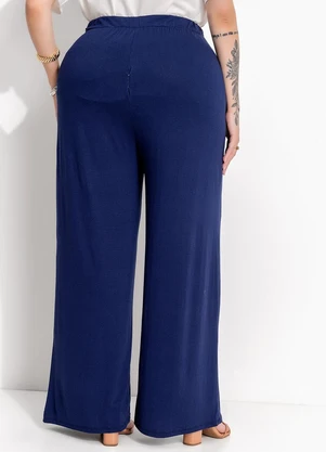 Marguerite - Calça Azul Marinho em Malha de Viscose Pantacourt - MARGUERITE