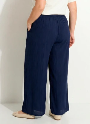 Marguerite - Calça Azul Marinho Malha Plissada - MARGUERITE