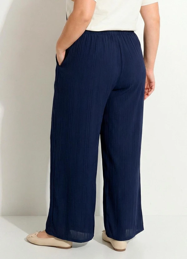 Marguerite - Calça Azul Marinho Malha Plissada 2
