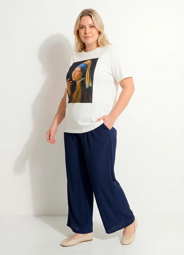 Marguerite - Calça Azul Marinho Malha Plissada 8