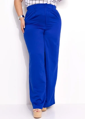 Marguerite - Calça Azul Royal em Crepe Plano Acetinado - MARGUERITE