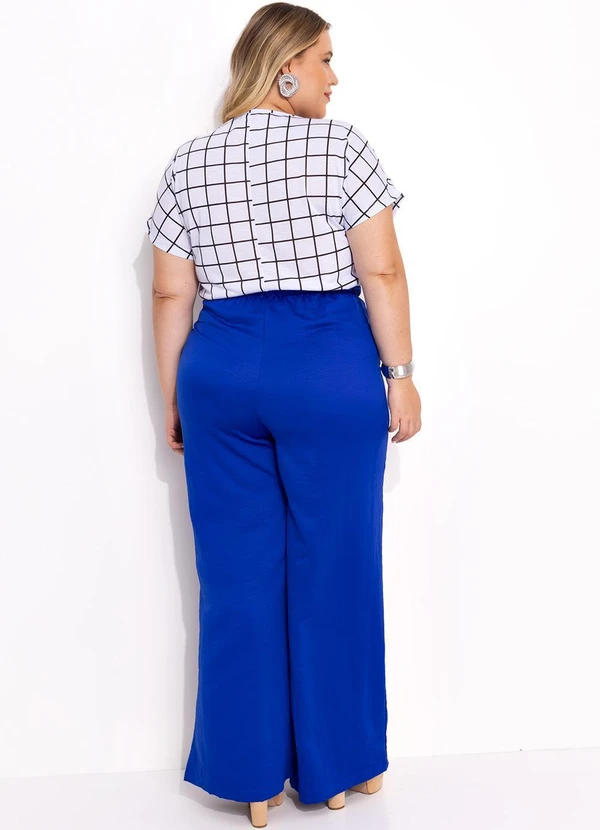 Marguerite - Calça Azul Royal em Crepe Plano Acetinado 2