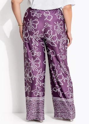 Marguerite - Calça  Barrado Roxo em Malha - MARGUERITE