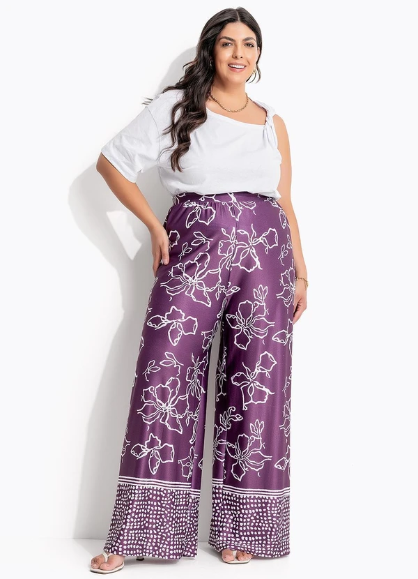 Marguerite - Calça  Barrado Roxo em Malha 7