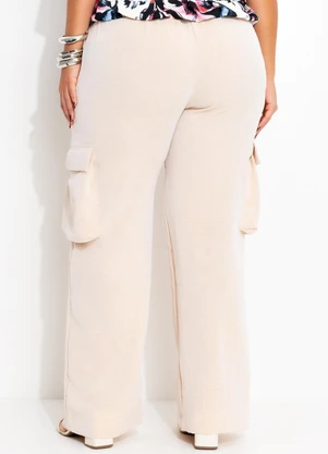 Marguerite - Calça Bege Claro em Crepe Plano - MARGUERITE