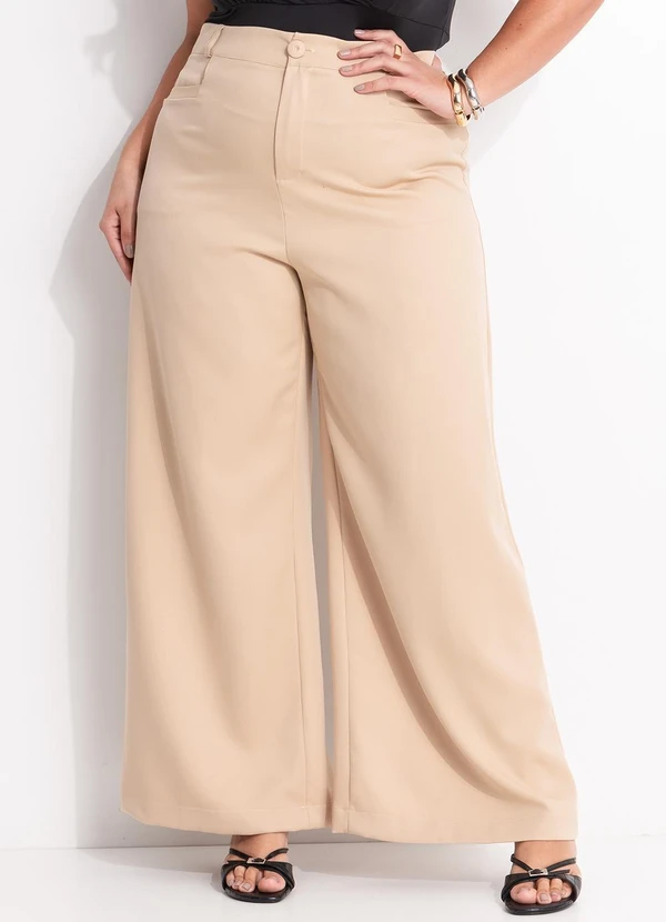 Marguerite - Calça Bege em Crepe Plano