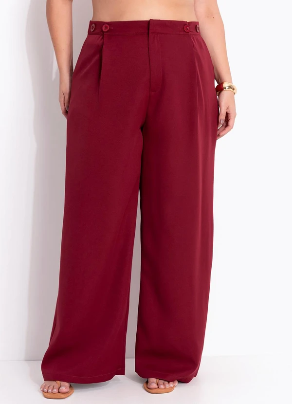 Marguerite - Calça Bordô Ajustável em Alfaiataria