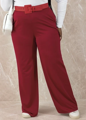 Marguerite - Calça Bordô Pantalona em Malha - MARGUERITE