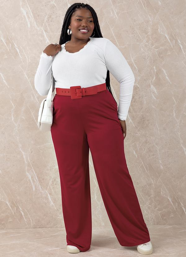 Marguerite - Calça Bordô Pantalona em Malha 3