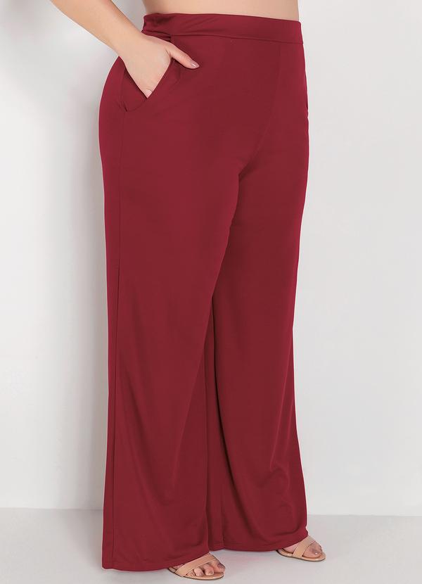 Marguerite - Calça Bordô Pantalona em Malha 5