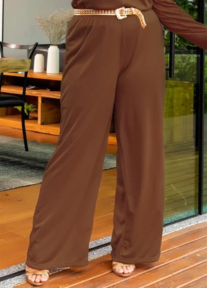 Marguerite - Calça Caramelo em Canelado - MARGUERITE