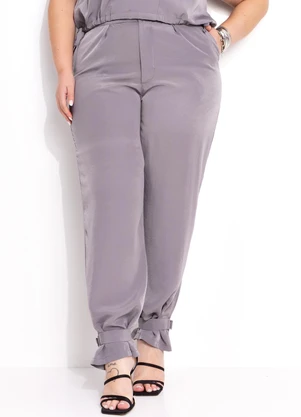 Marguerite - Calça Cinza em Crepe Plano - MARGUERITE