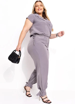 Marguerite - Calça Cinza em Crepe Plano - MARGUERITE