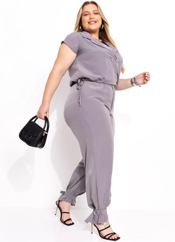 Marguerite - Calça Cinza em Crepe Plano 10