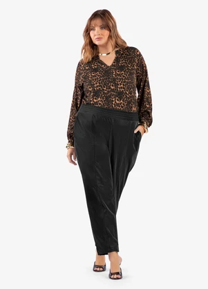 Secret Glam - Calça Courino Plus Size Preto - SECRET GLAM