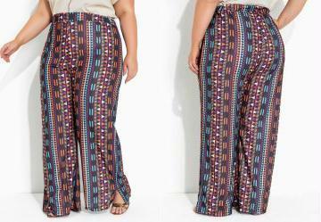 Cala tnica Pantalona com Fendas Plus Size