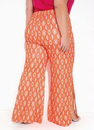 Marguerite - Calça Étnica Wide Leg com Fendas Plus Size - MARGUERITE