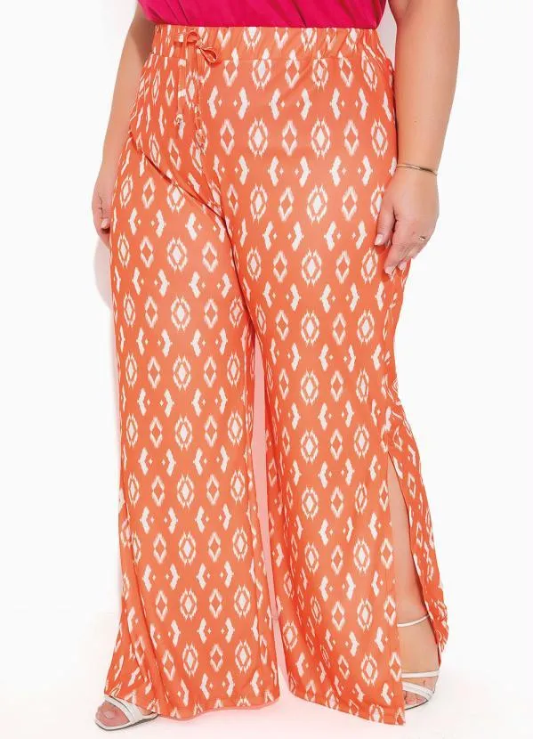 Marguerite - Calça Étnica Wide Leg com Fendas Plus Size