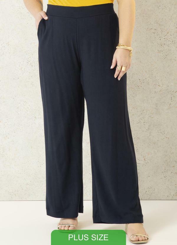 Cativa Plus Size - Calça Feminina Pantalona com Forro Preto