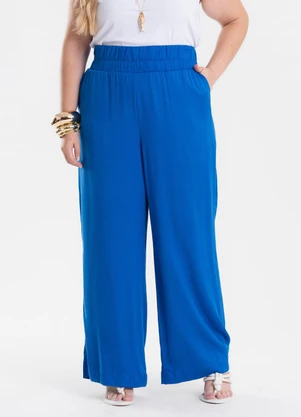Secret Glam - Calça Feminina Pantalona Viscose Azul - SECRET GLAM