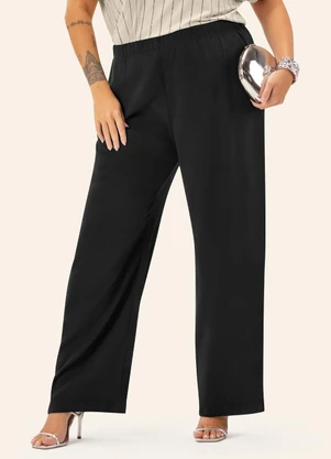 Secret Glam - Calça Feminina Plus Pantalona  Preto - SECRET GLAM