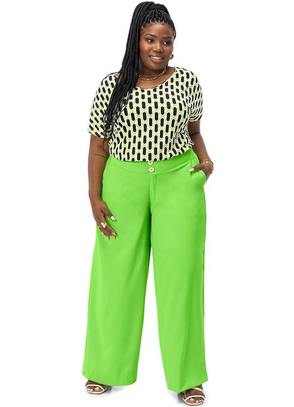 Calça Feminina Plus Size em Crepe Verde Secret Glam