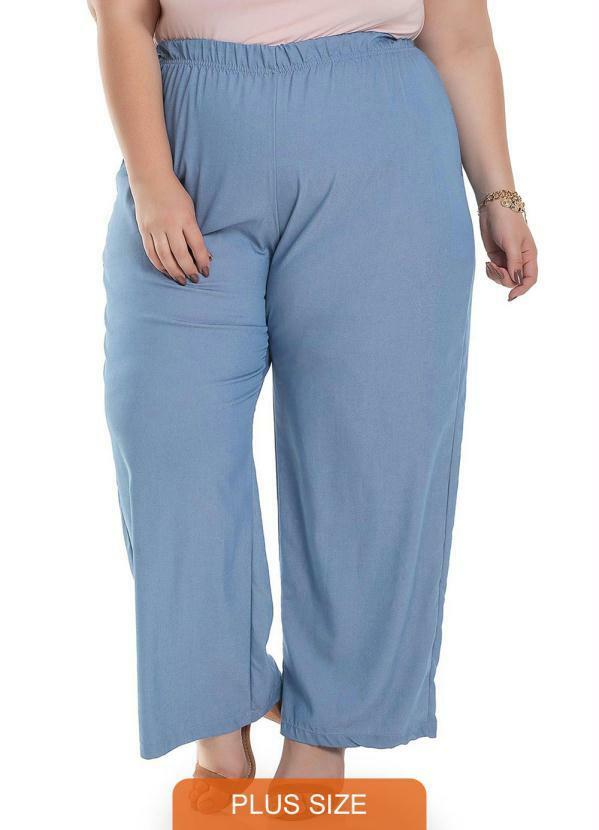 Miss Masy Plus - Calça Feminina Plus Size Mirella Chambre Blue