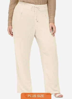 Secret Glam - Calça Feminina Reta Bege - SECRET GLAM