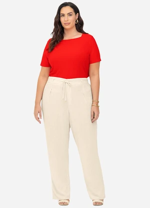 Secret Glam - Calça Feminina Reta Bege - SECRET GLAM