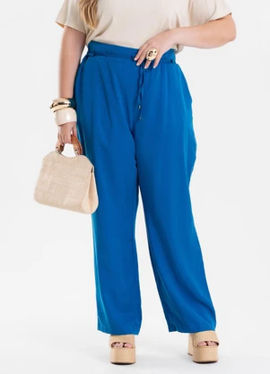 Secret Glam - Calça Feminina Reta com Cinto Azul - SECRET GLAM